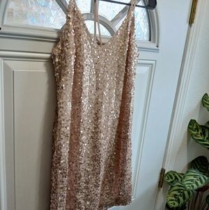 Xhiliration Beautiful Champagne Colored Evening Dress Size XS